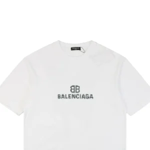 Balenciaga Mosaic BB Logo Print T-shirt White