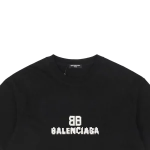 Balenciaga Mosaic BB Logo Print T-shirt Black