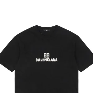 Balenciaga Mosaic BB Logo Print T-shirt Black