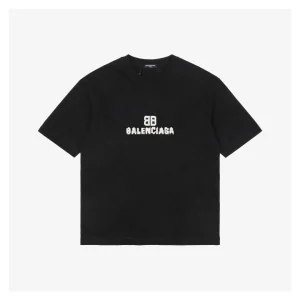 Balenciaga Mosaic BB Logo Print T-shirt Black