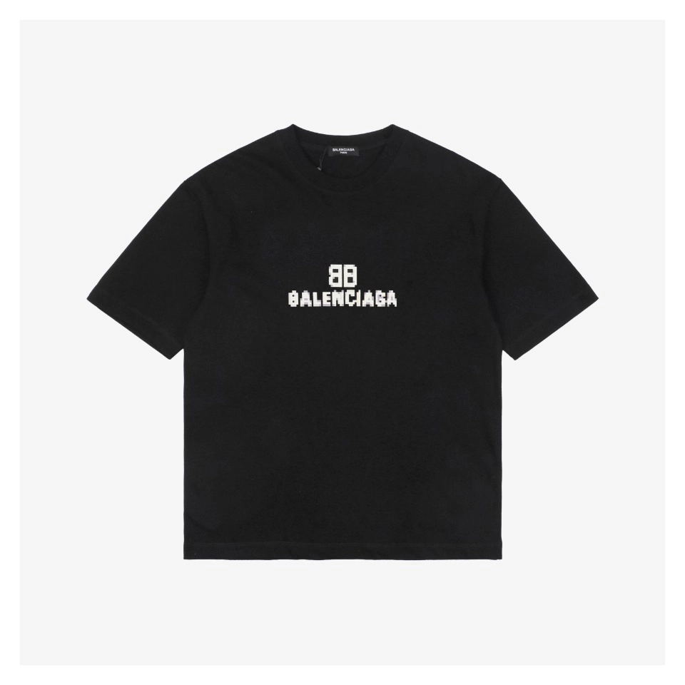 Balenciaga Mosaic BB Logo Print T-shirt Black