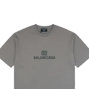 Balenciaga Mosaic BB Logo Print T-shirt Grey