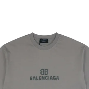 Balenciaga Mosaic BB Logo Print T-shirt Grey