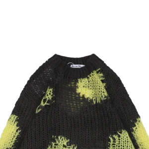 Acne Studios Distressed Smiley Face Open-Knit Sweater