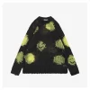 Acne Studios Distressed Smiley Face Open-Knit Sweater