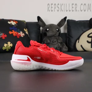 Air Zoom GT Cut TB ‘University Red’ – side profile showcasing red mesh upper and white midsole.