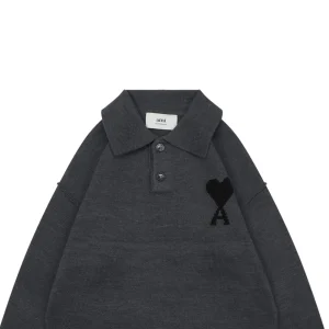Ami Heart Logo Polo Knit Sweater15.jpeg