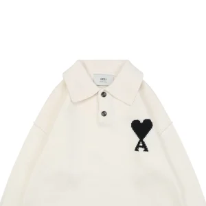 Ami Heart Logo Polo Knit Sweater2.jpeg