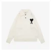 Ami Heart Logo Polo Knit Sweater (White/Black)