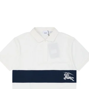 BBry Equestrian Knight Stripe Polo T-shirt White