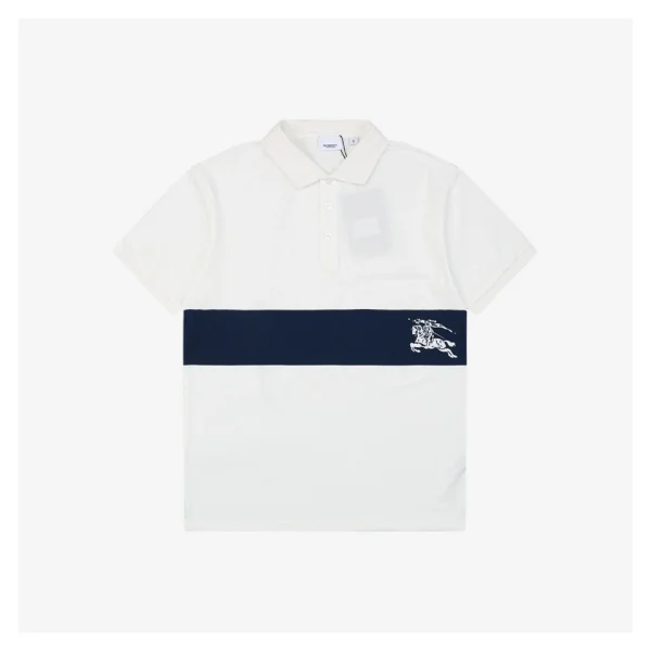 BBry Equestrian Knight Stripe Polo T-shirt White