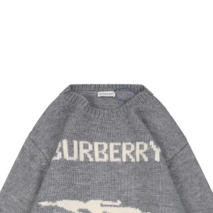 BBry Horse Logo Wool Knit Sweater Grey