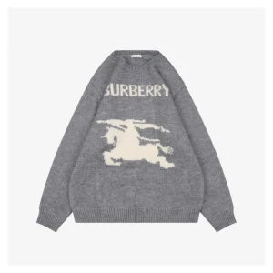 BBry Horse Logo Wool Knit Sweater Grey