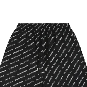Balenciaga Allover Diagonal Logo Shorts Black