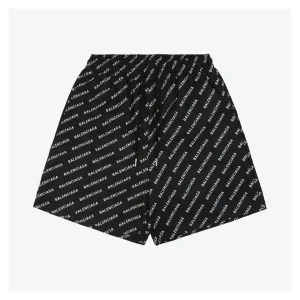 Balenciaga Allover Diagonal Logo Shorts