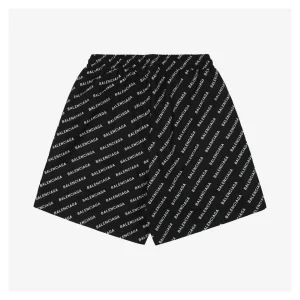 Balenciaga Allover Diagonal Logo Shorts Black