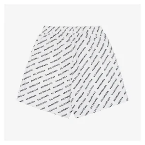 Balenciaga Allover Diagonal Logo Shorts White