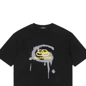 Balenciaga Graffiti Puff Print Golden Lock Logo T-Shirt