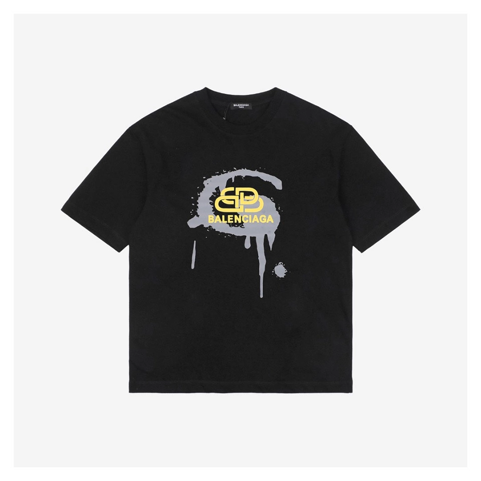 Balenciaga Graffiti Puff Print Golden Lock Logo T-Shirt