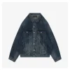 Balenciaga Silver Tape Logo Blue Denim Jacket