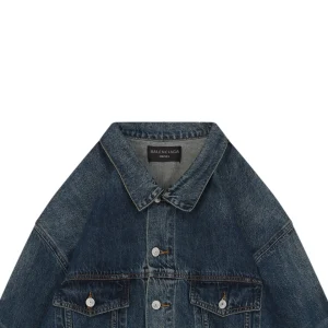 Balenciaga Silver Tape Logo Blue Denim Jacket