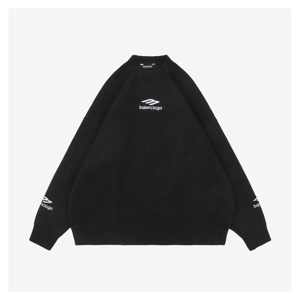 Balenciaga Ski Embroidered Crewneck Sweater Black