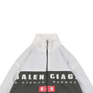 Balenciaga Tricolor Double-Ring Print Stand Collar Jacket