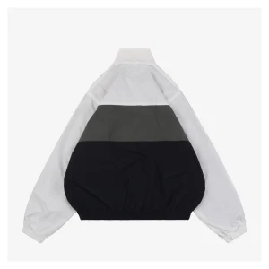Balenciaga Tricolor Double-Ring Print Stand Collar Jacket