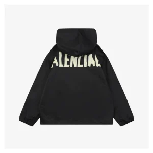 Balenciaga Yellow Tape Logo Hooded Windbreaker Jacket