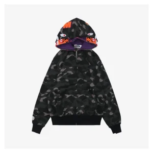 Bape Shark Full Zip Camo Hoodie Black