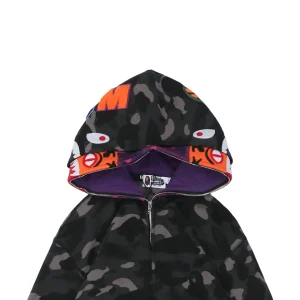 Bape Shark Full Zip Camo Hoodie Black