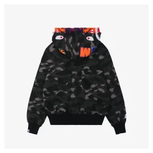 Bape Shark Full Zip Camo Hoodie Black