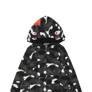 Bape Shark Full Zip Camo Hoodie Grey