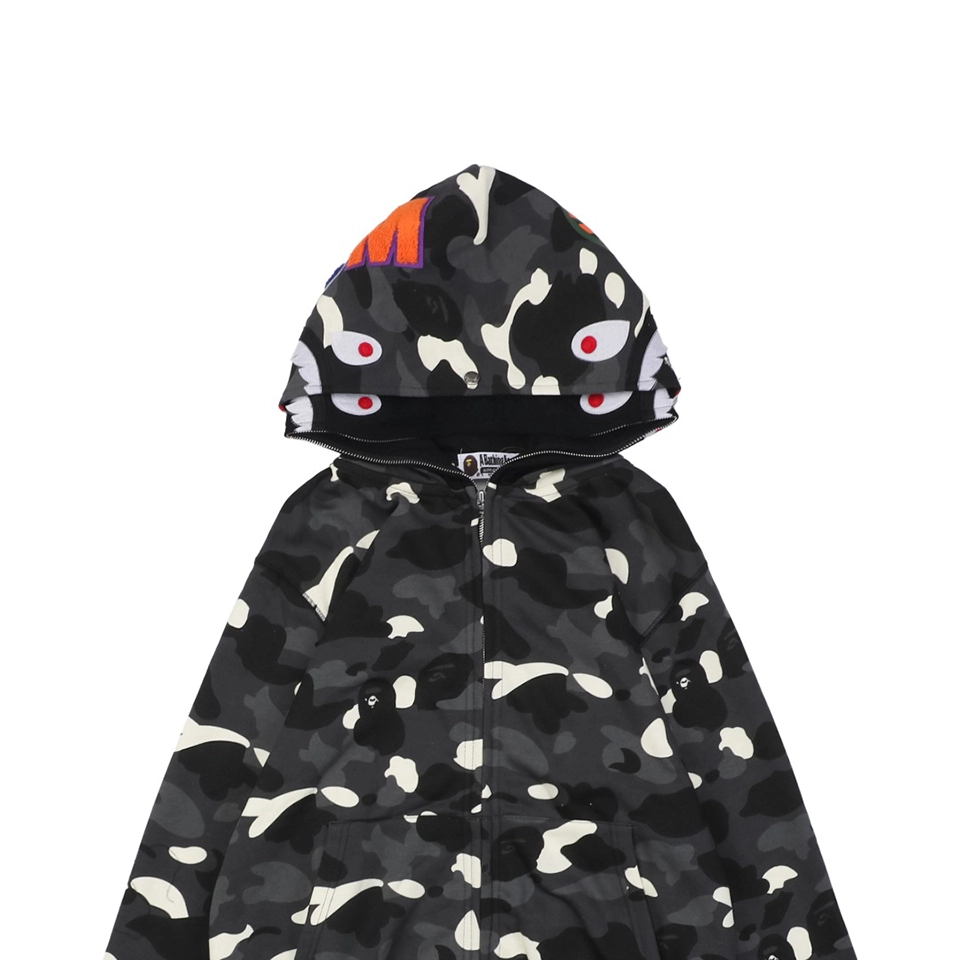 Bape Shark Full Zip Camo Hoodie Grey