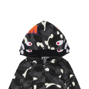 Bape Shark Full Zip Camo Hoodie Grey
