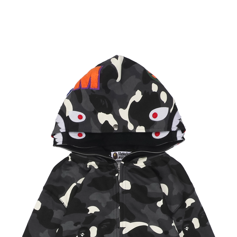 Bape Shark Full Zip Camo Hoodie Grey