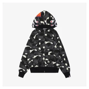 Bape Shark Full Zip Camo Hoodie Grey