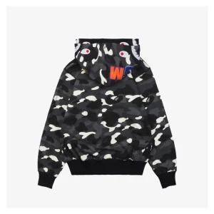 Bape Shark Full Zip Camo Hoodie Grey