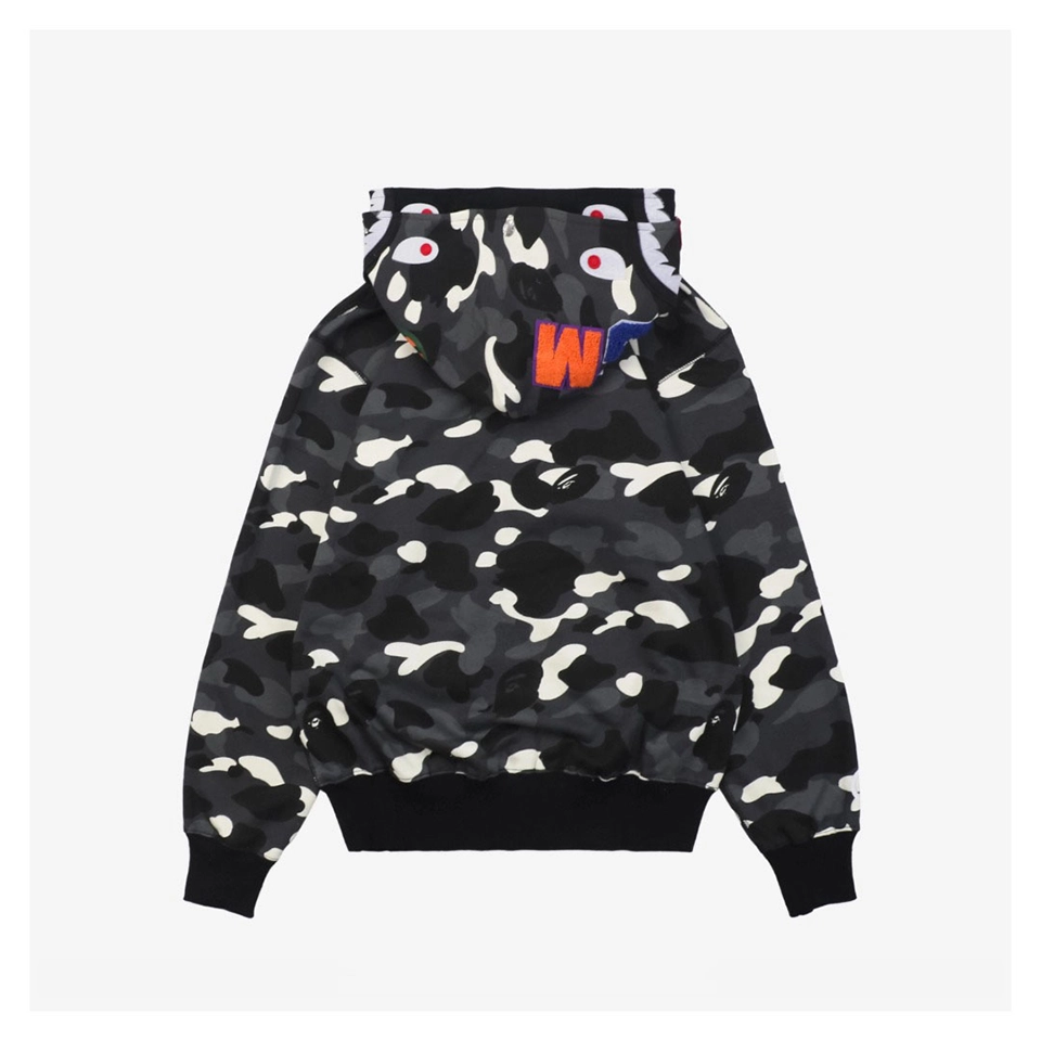 Bape Shark Full Zip Camo Hoodie Grey