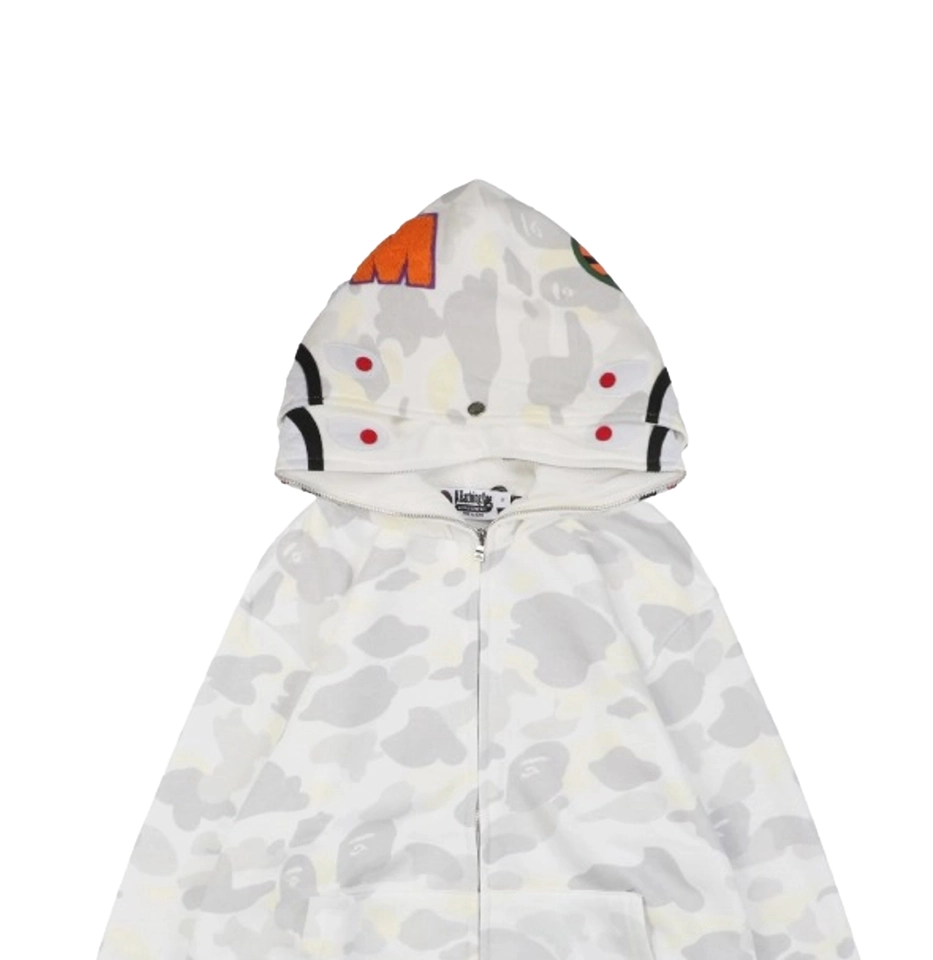 Bape Shark Full Zip Camo Hoodie White