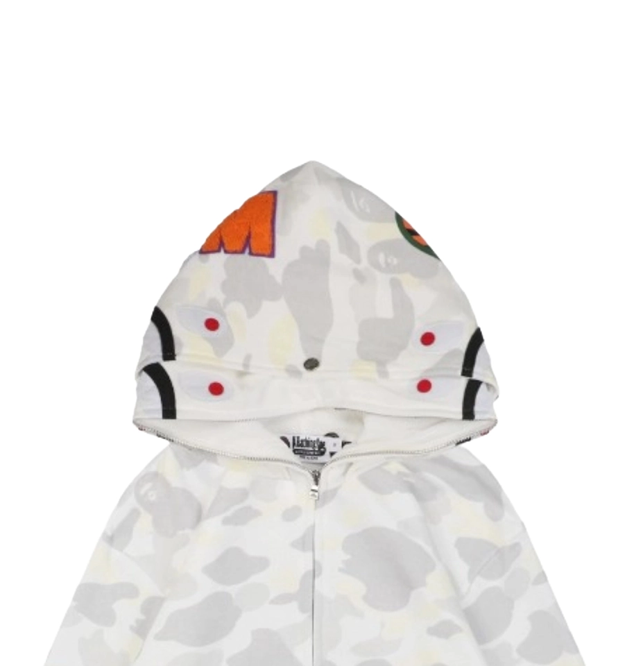 Bape Shark Full Zip Camo Hoodie White