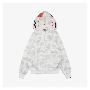 Bape Shark Full Zip Camo Hoodie White