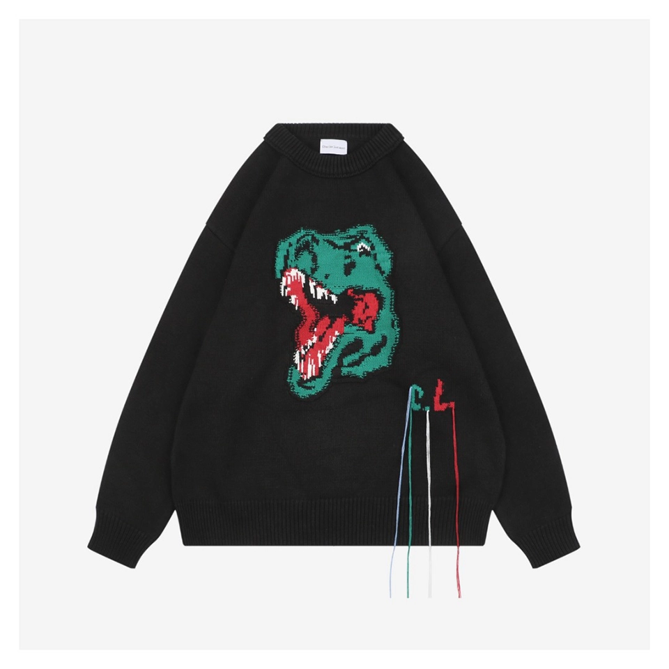 Charil Lucian Dinosaur Jacquard Knit Sweater
