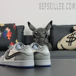 Dior x Air Jordan 1 Low rear view showing Air Dior Wings logo on heel tabs