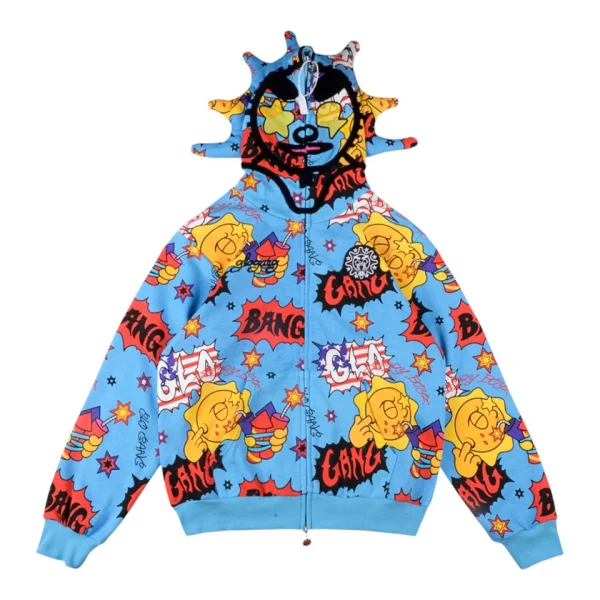 Glo Gang Comic Fireworks Blue Hoodie