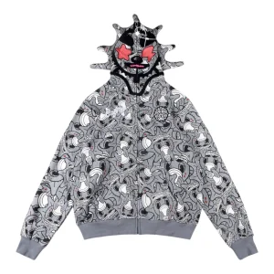 Glo Gang Grey All-Over Character Print Hoodie