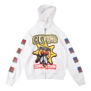 Glo Gang White Child of the Sun Full Zip Hoodie