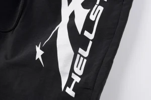 Hellstar White Flame Logo Black Shorts10