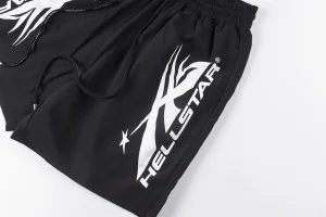 Hellstar White Flame Logo Black Shorts9