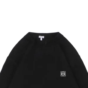 L Wool Embroidered Logo Crewneck Sweater Black